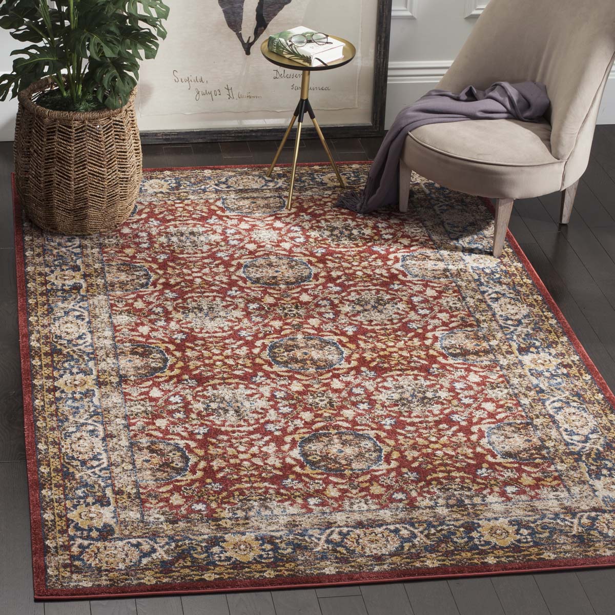 Safavieh Bijar 632 Rug, BIJ632 - Red / Royal