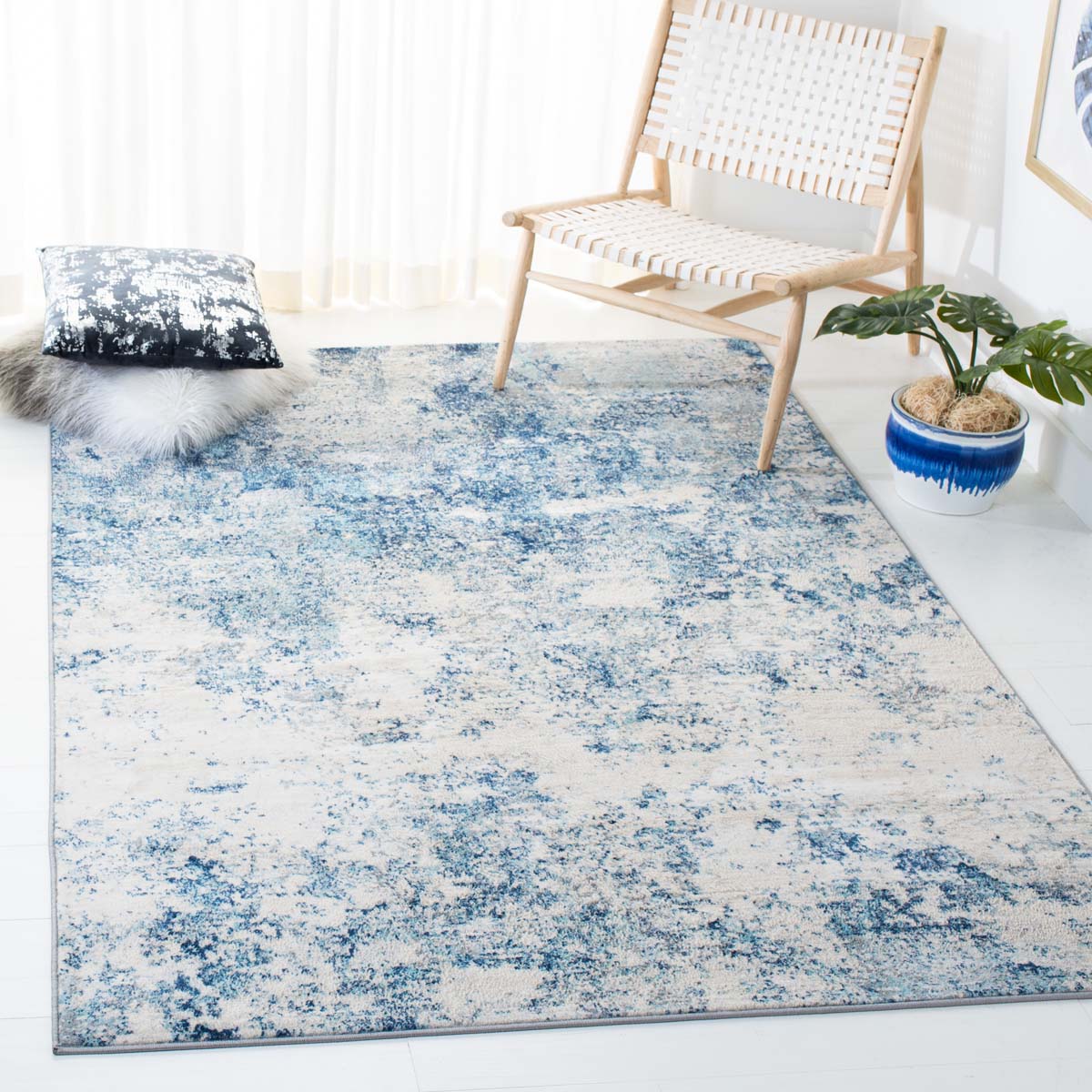 Safavieh Brentwood 822 Rug, Blue, BNT822 - Ivory / Navy