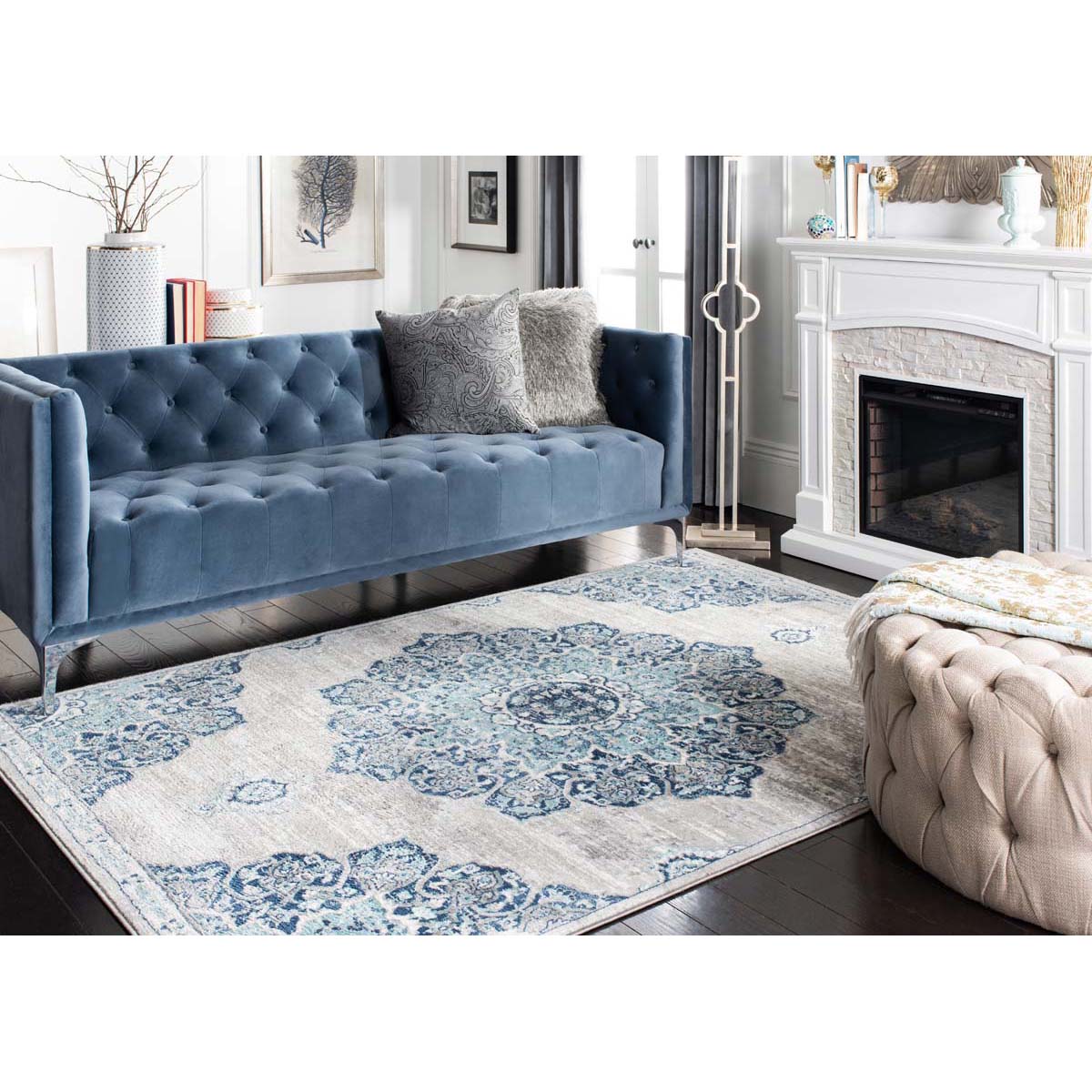 Safavieh Brentwood 849 Rug, BNT849 - NAVY / LIGHT GREY