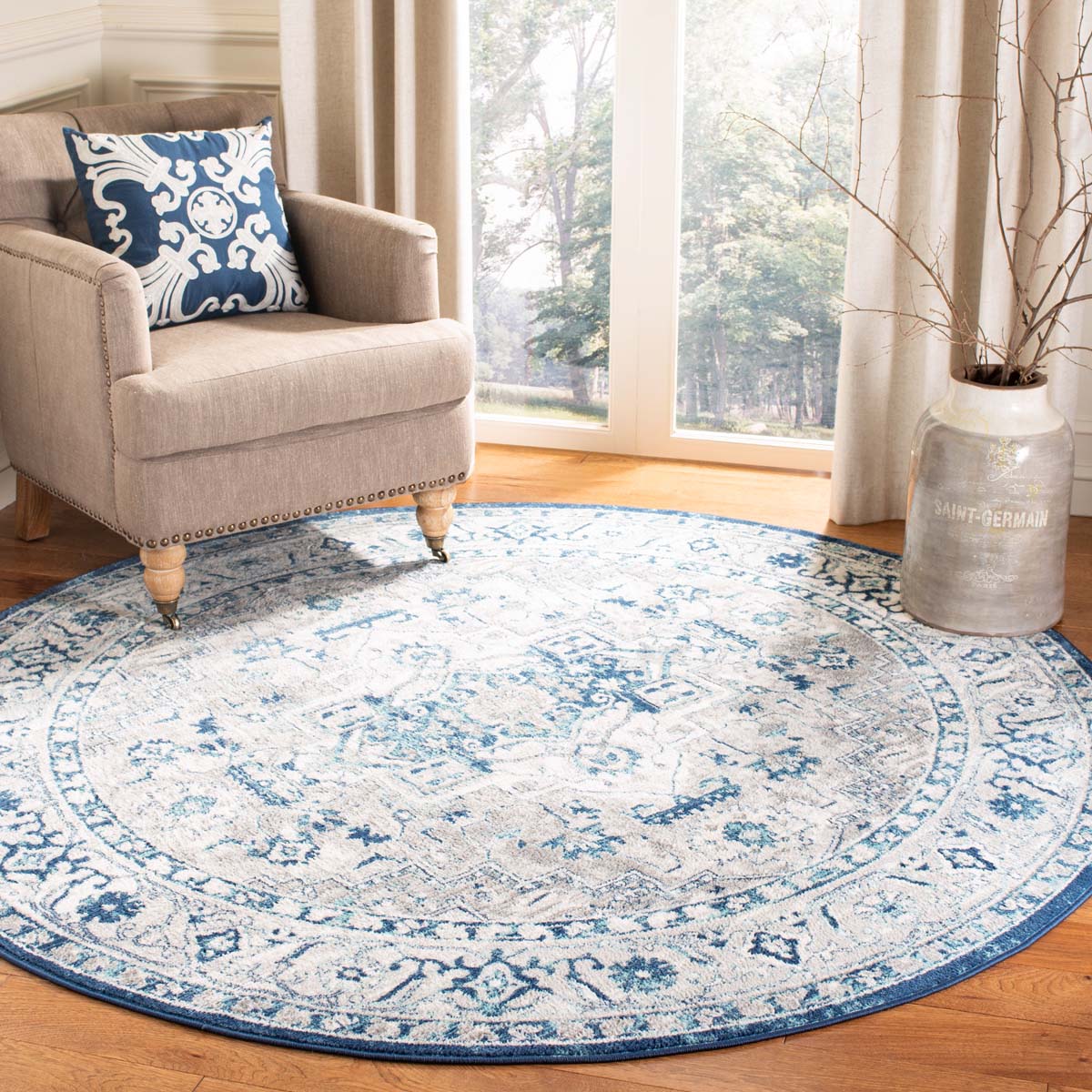 Safavieh Brentwood 851 Rug, Grey, BNT851 - Light Grey / Blue