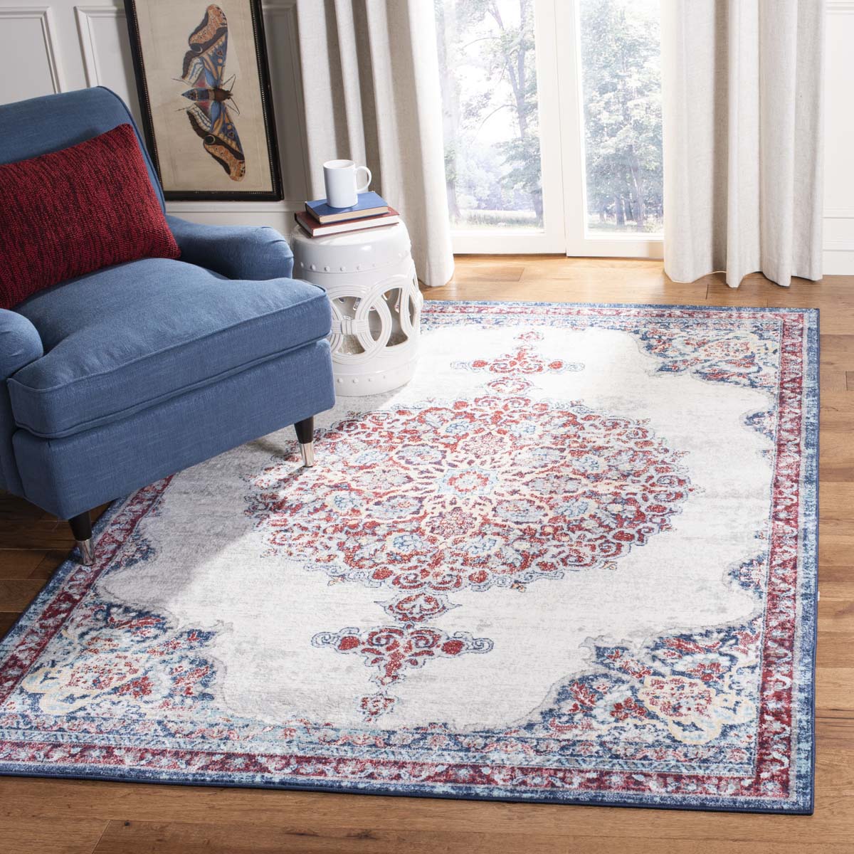 Safavieh Brentwood 867 Rug, Red, BNT867 - Ivory / Red