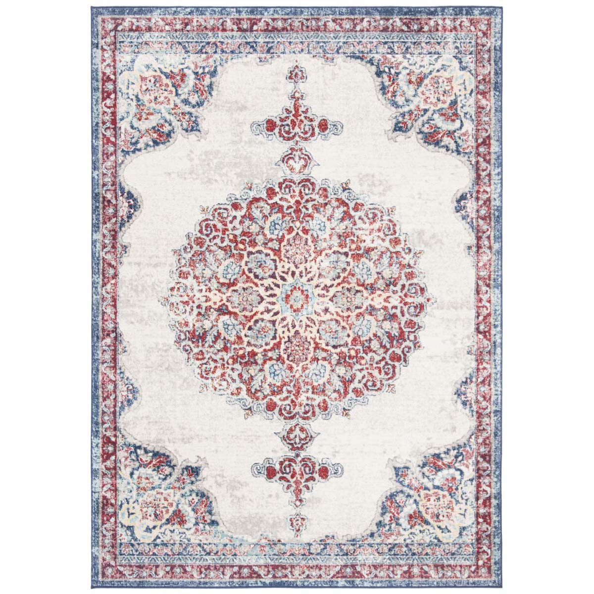 Safavieh Brentwood 867 Rug, Red, BNT867 - Ivory / Red