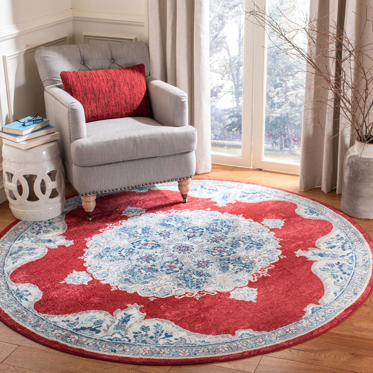 Safavieh Brentwood 867 Rug, Red, BNT867 - Red / Ivory