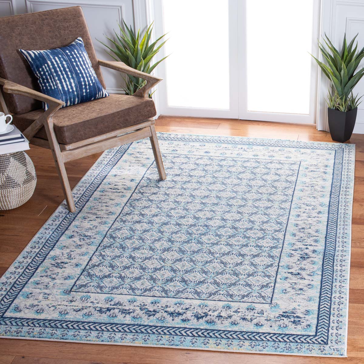 Safavieh Brentwood 899 Rug, Blue, BNT899 - Ivory / Aqua