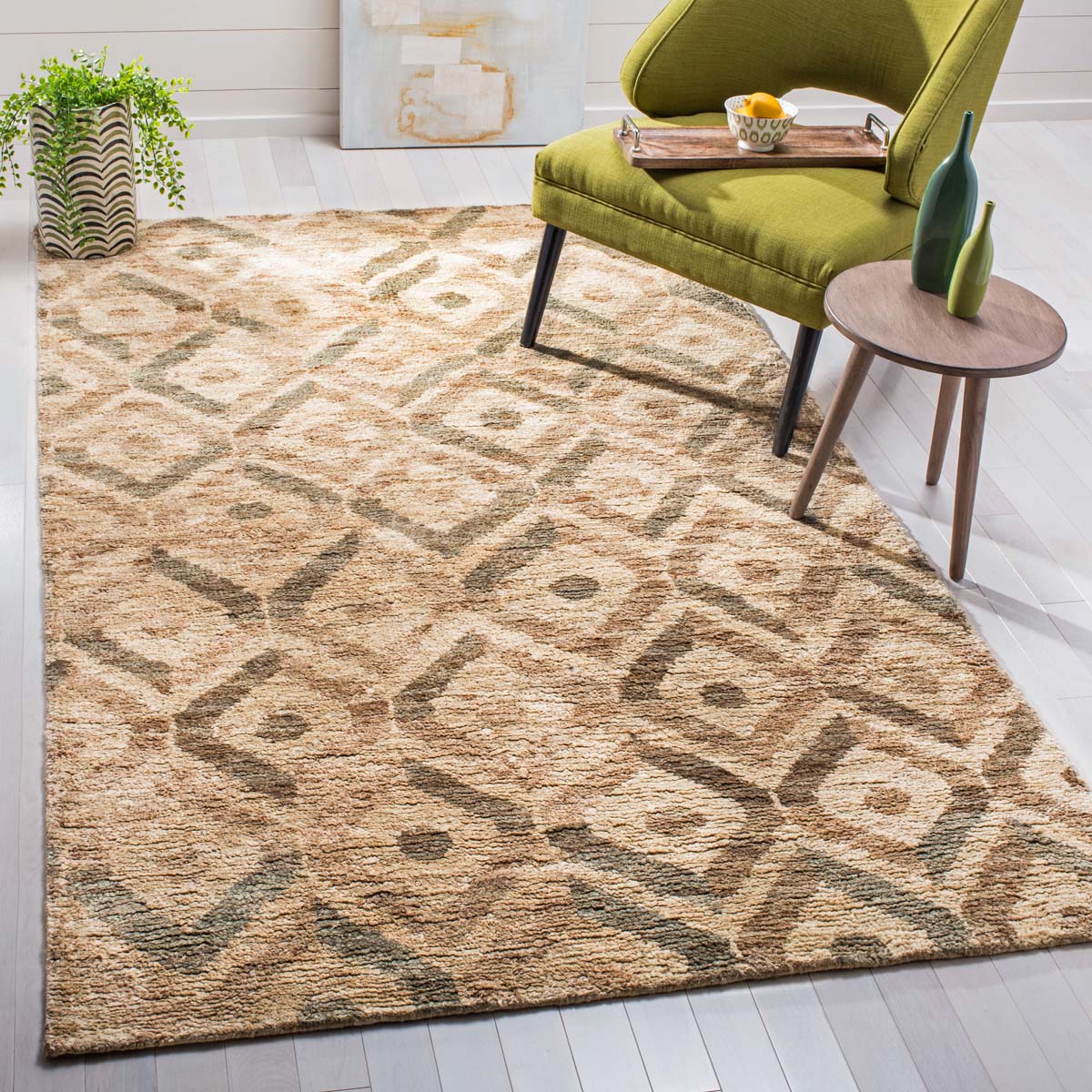 Safavieh Bohemian 633 Rug, BOH633 - Bleach / Brown