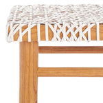 Safavieh Kaleo Woven Leather Counter Stool , BST1016 - White / Natural