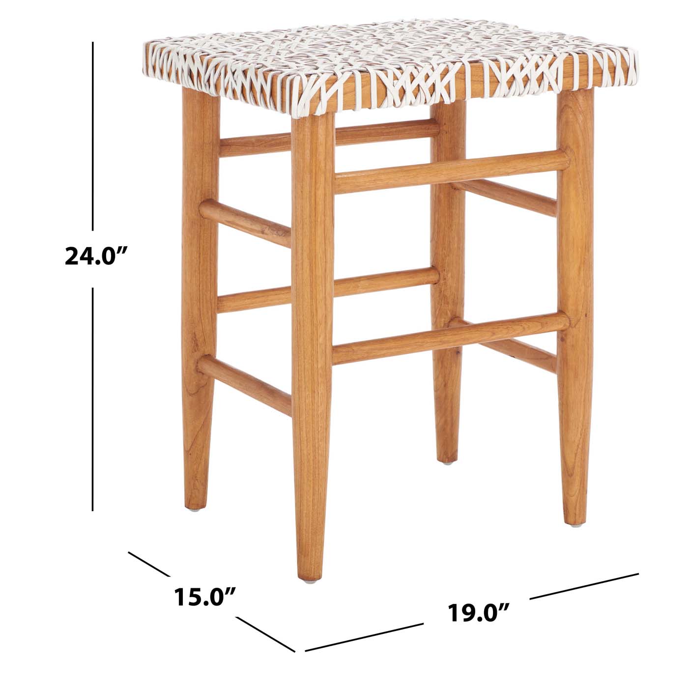 Safavieh Kaleo Woven Leather Counter Stool , BST1016 - White / Natural