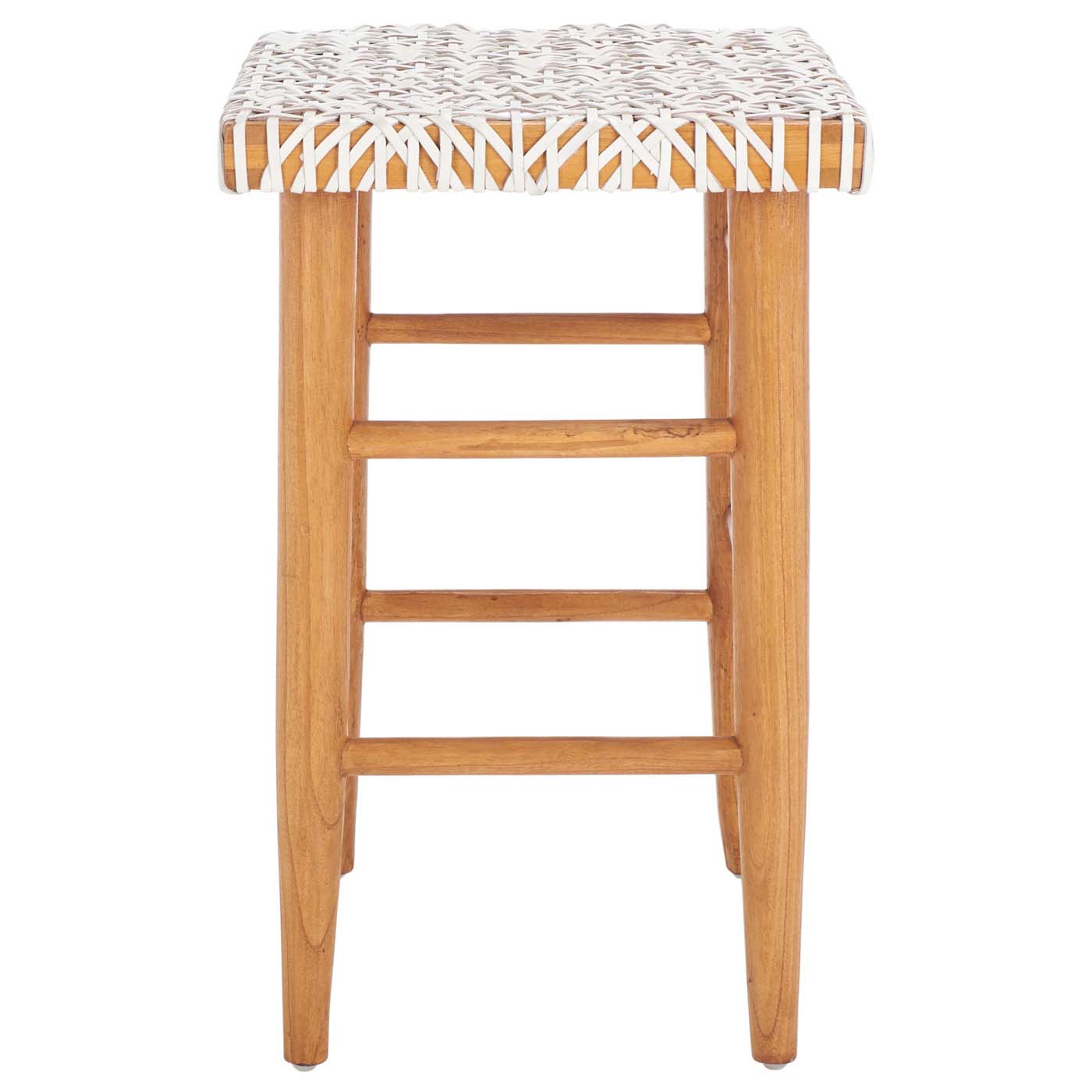 Safavieh Kaleo Woven Leather Counter Stool , BST1016 - White / Natural