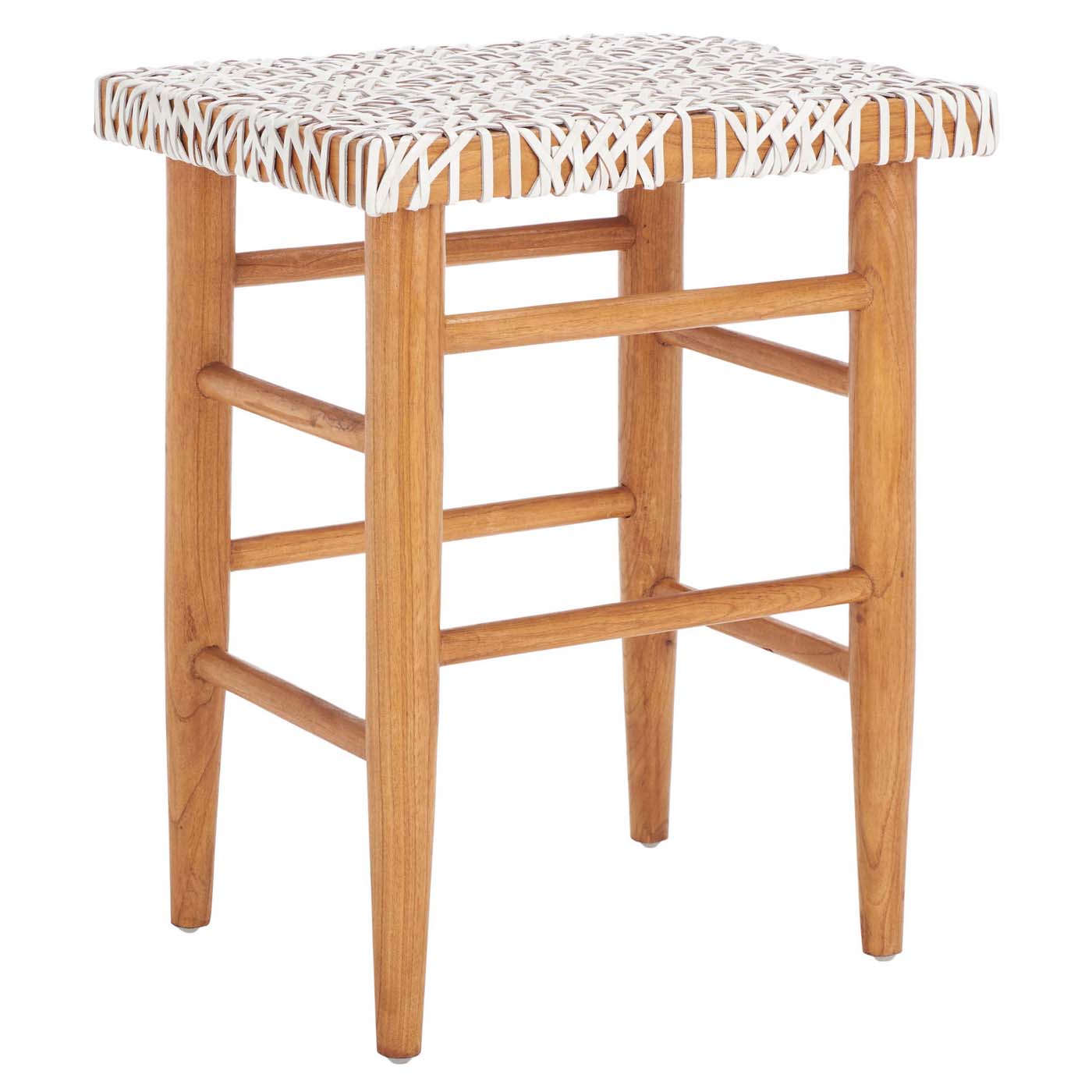 Safavieh Kaleo Woven Leather Counter Stool , BST1016 - White / Natural