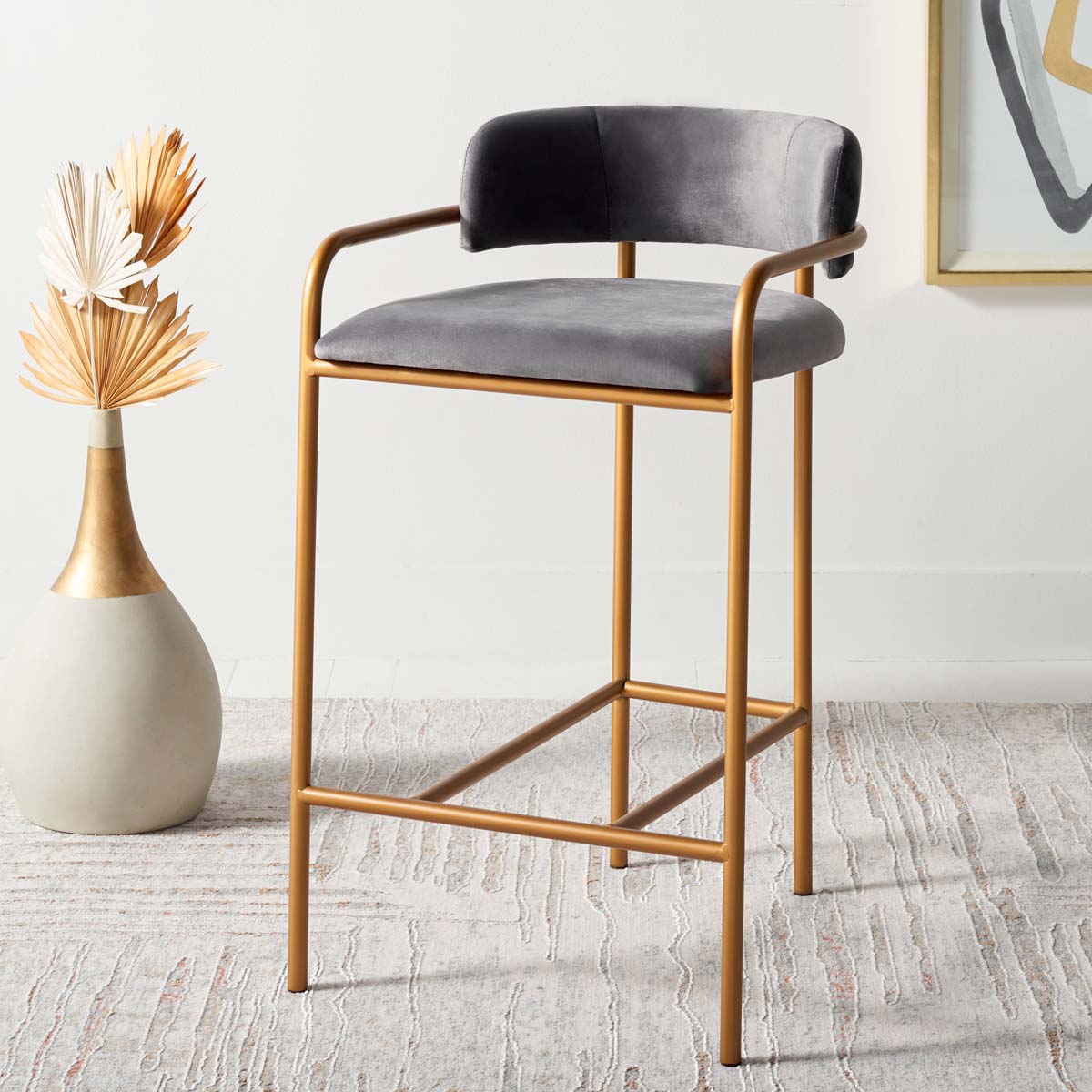 Safavieh Camille Counter Stool, Dark Grey/Gold