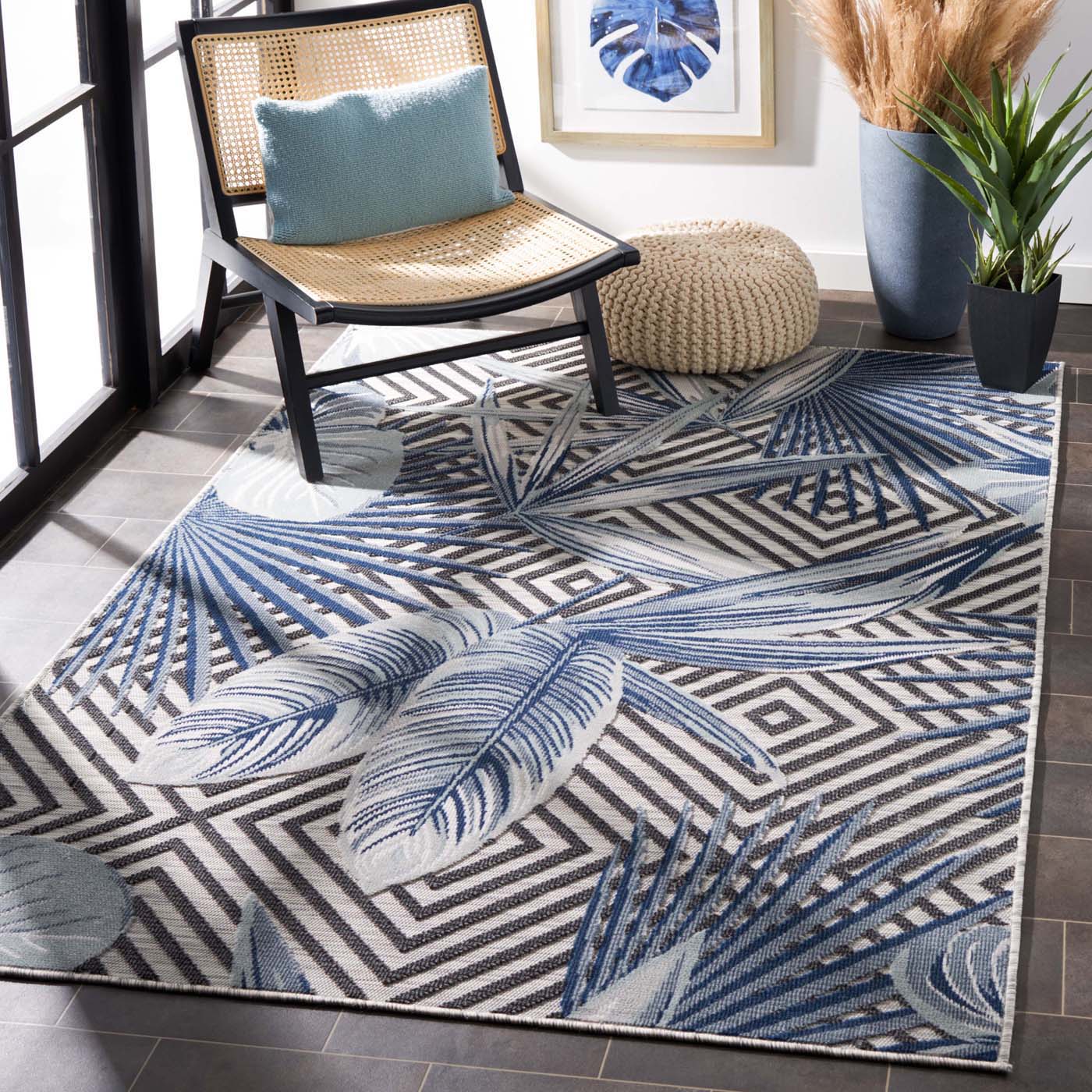 Safavieh Cabana 447 Rug, CBN447 - IVORY / NAVY