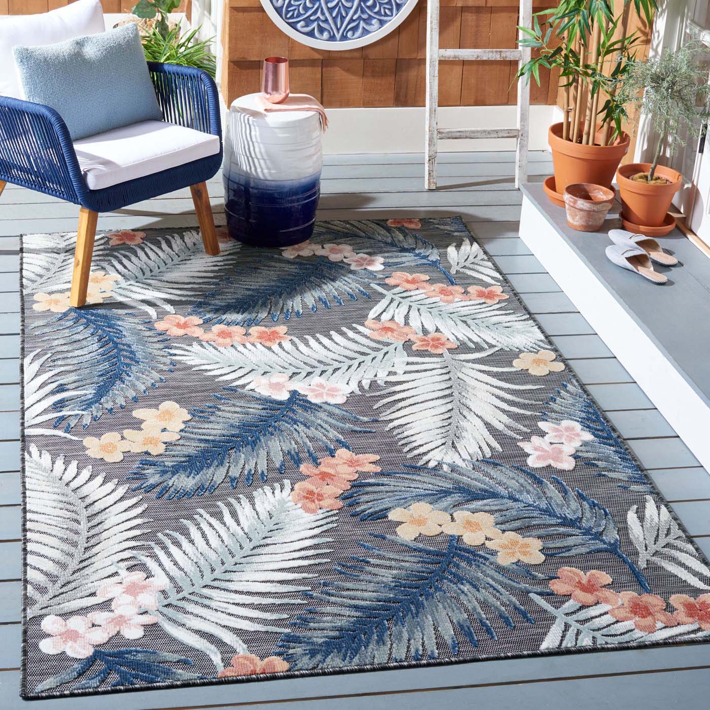 Safavieh Cabana 451 Rug, CBN451 - BLACK / RUST