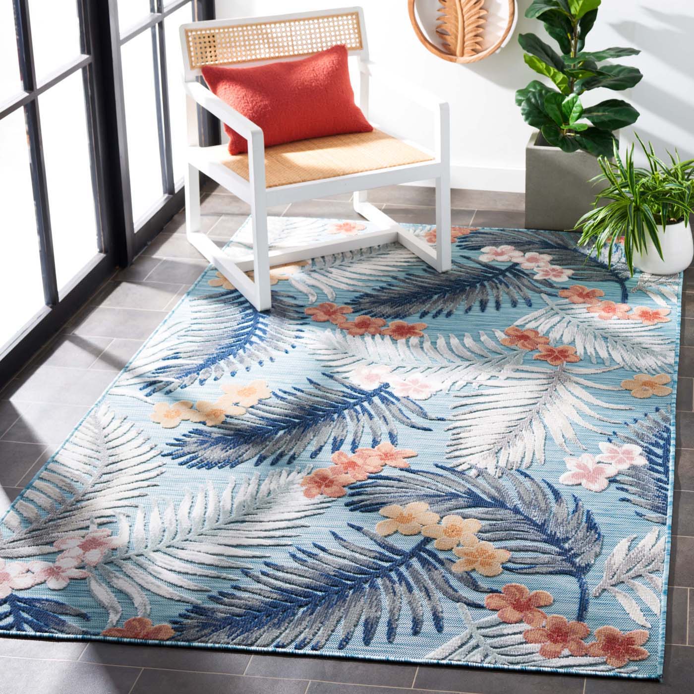 Safavieh Cabana 451 Rug, CBN451 - AQUA / IVORY