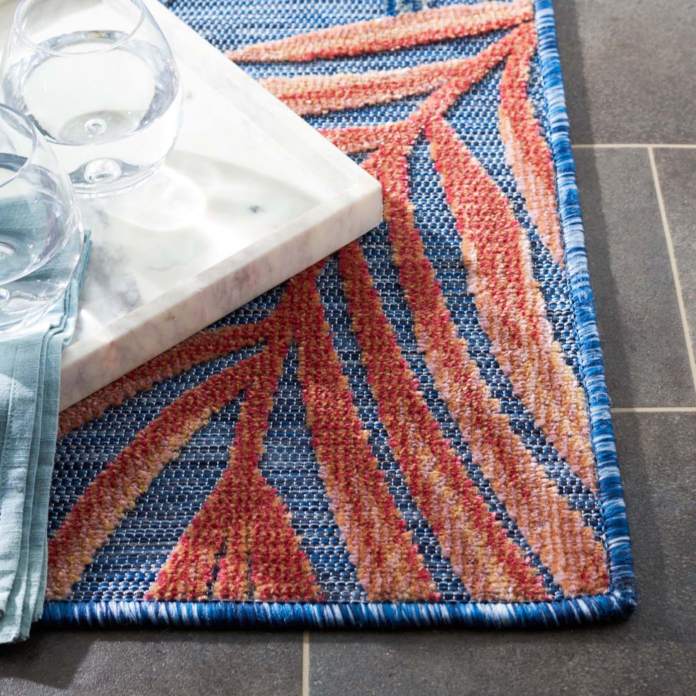 Safavieh Cabana 458 Rug, CBN458 - BLUE / RUST