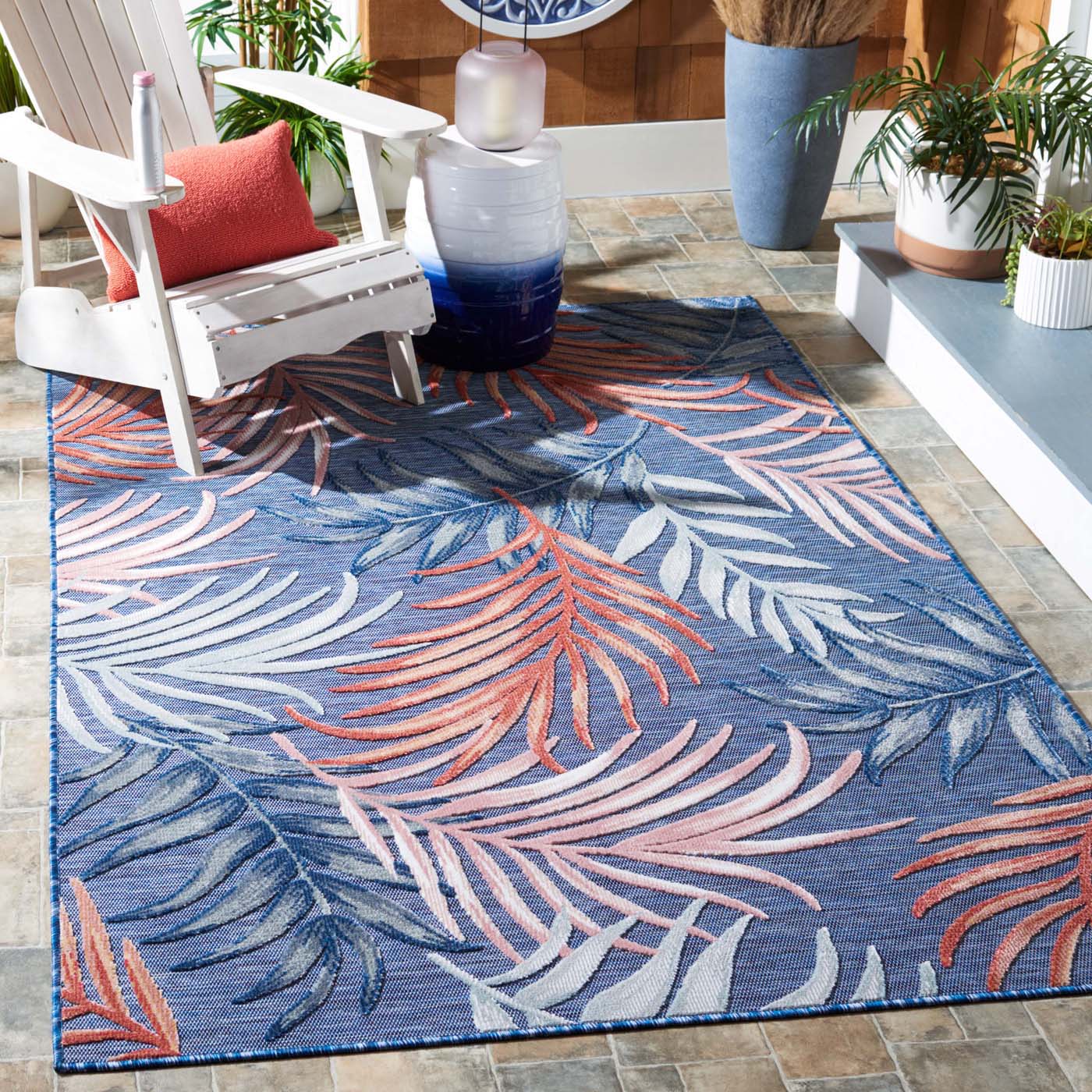 Safavieh Cabana 458 Rug, CBN458 - BLUE / RUST