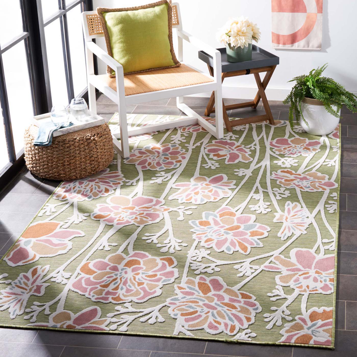 Safavieh Cabana 486 Rug, CBN486 - GREEN / PINK