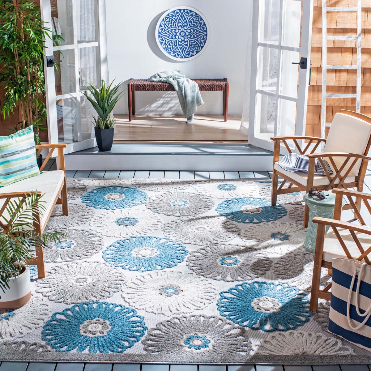 Safavieh Cabana 676 Rug, CBN676 - BEIGE / BLUE