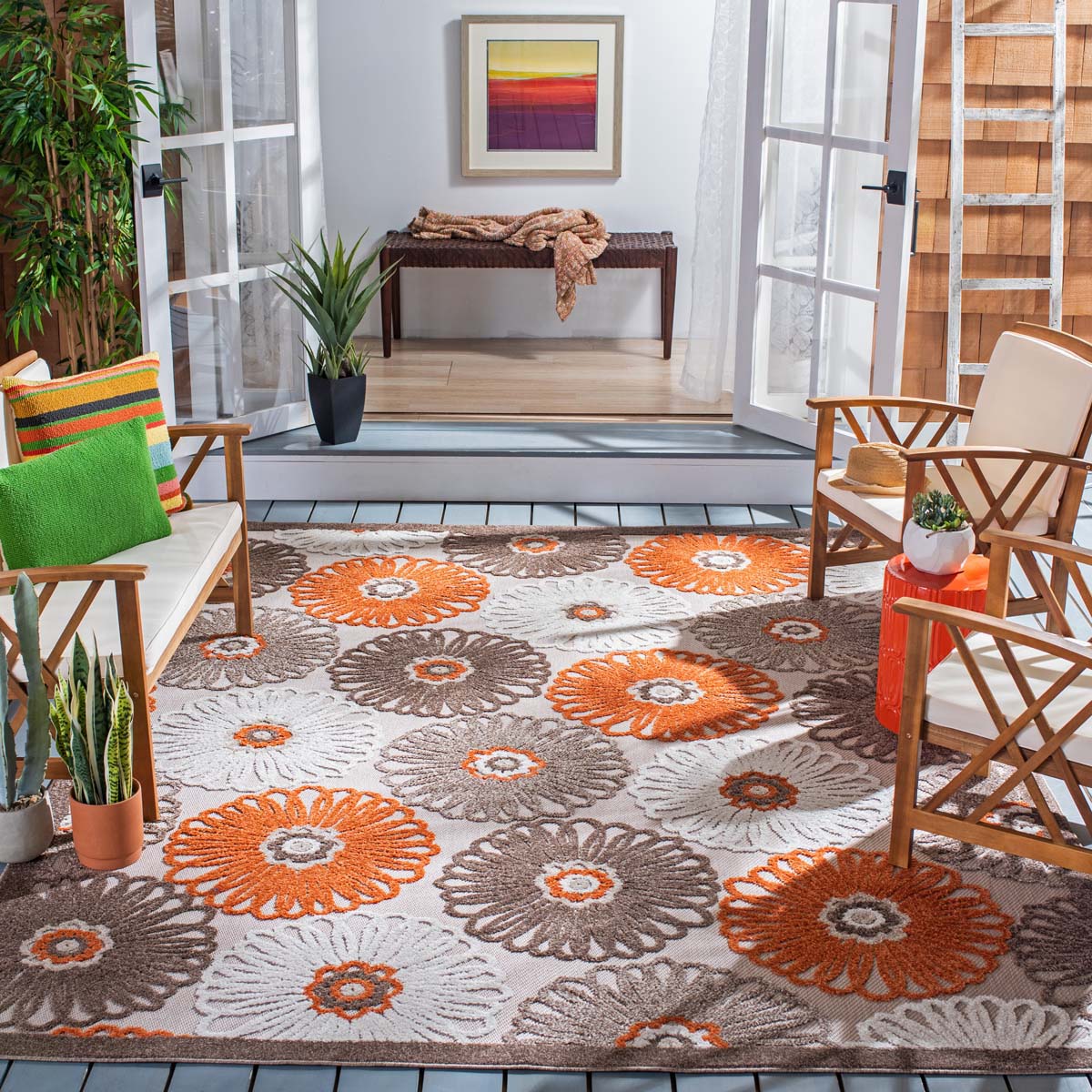 Safavieh Cabana 676 Rug, CBN676 - BEIGE / ORANGE