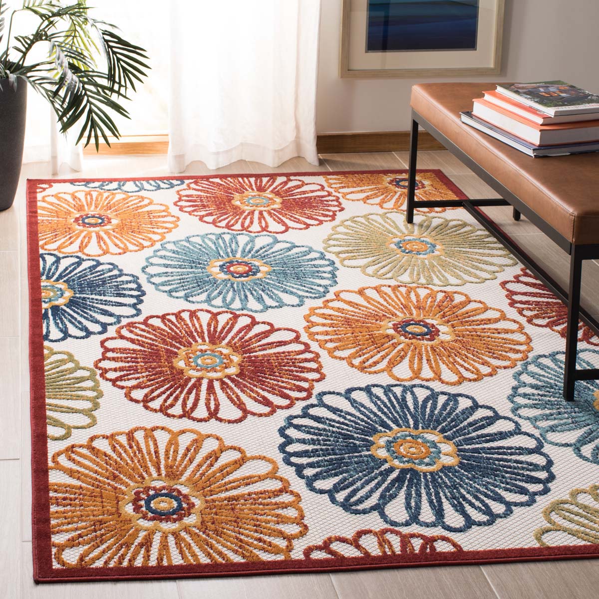 Safavieh Cabana 801 Rug, CBN801 - CREME / RED