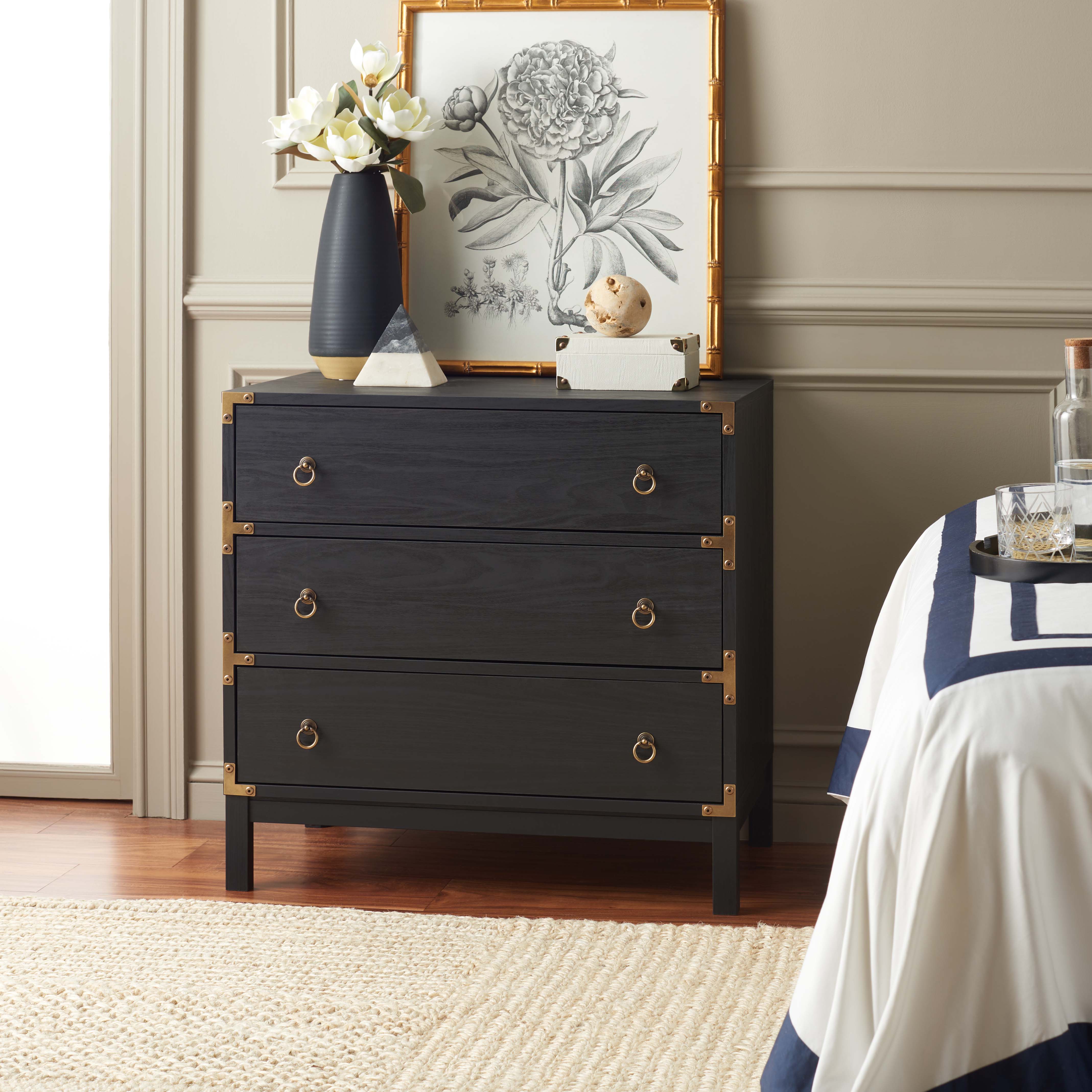 Safavieh Galio 3 Drawer Chest, CHS9600 - Black / Gold