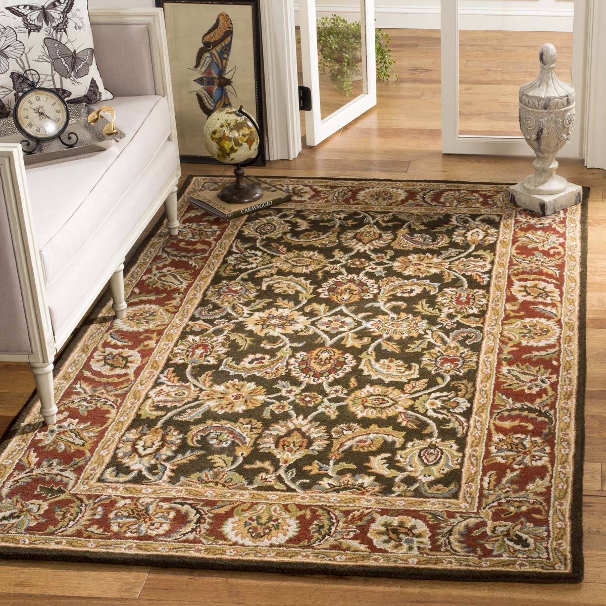 Safavieh Classic 758 Rug, CL758 - Dark Olive / Red