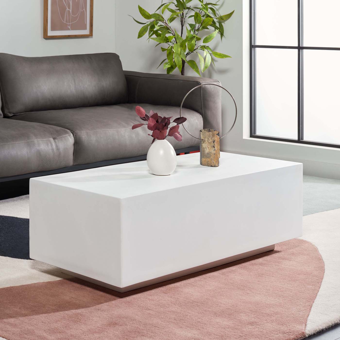 Safavieh Ezro Faux Concrete Coffee Table , COF3002 - White