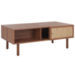 Safavieh Silvanna 2 Door Coffee Table, Walnut / Natural Rattan - Walnut / Natural Rattan