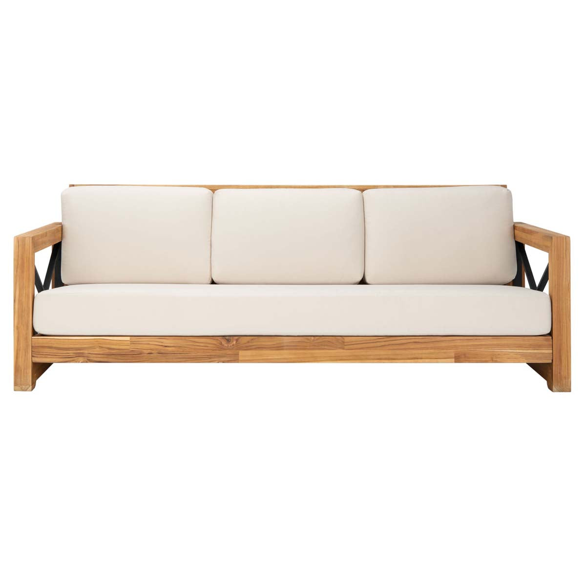 Safavieh Couture Curacao Outdoor Teak 3 - Seat Sofa - Natural / Beige