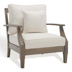 Safavieh Couture Martinique Wood Patio Armchair - Light Grey / Beige