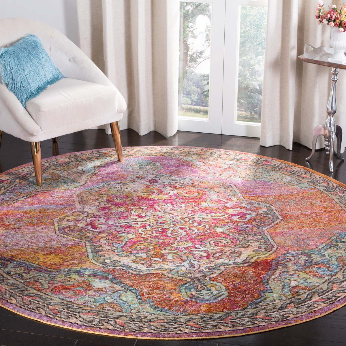 Safavieh Crystal 502 Rug, CRS502 - Orange / Light Blue