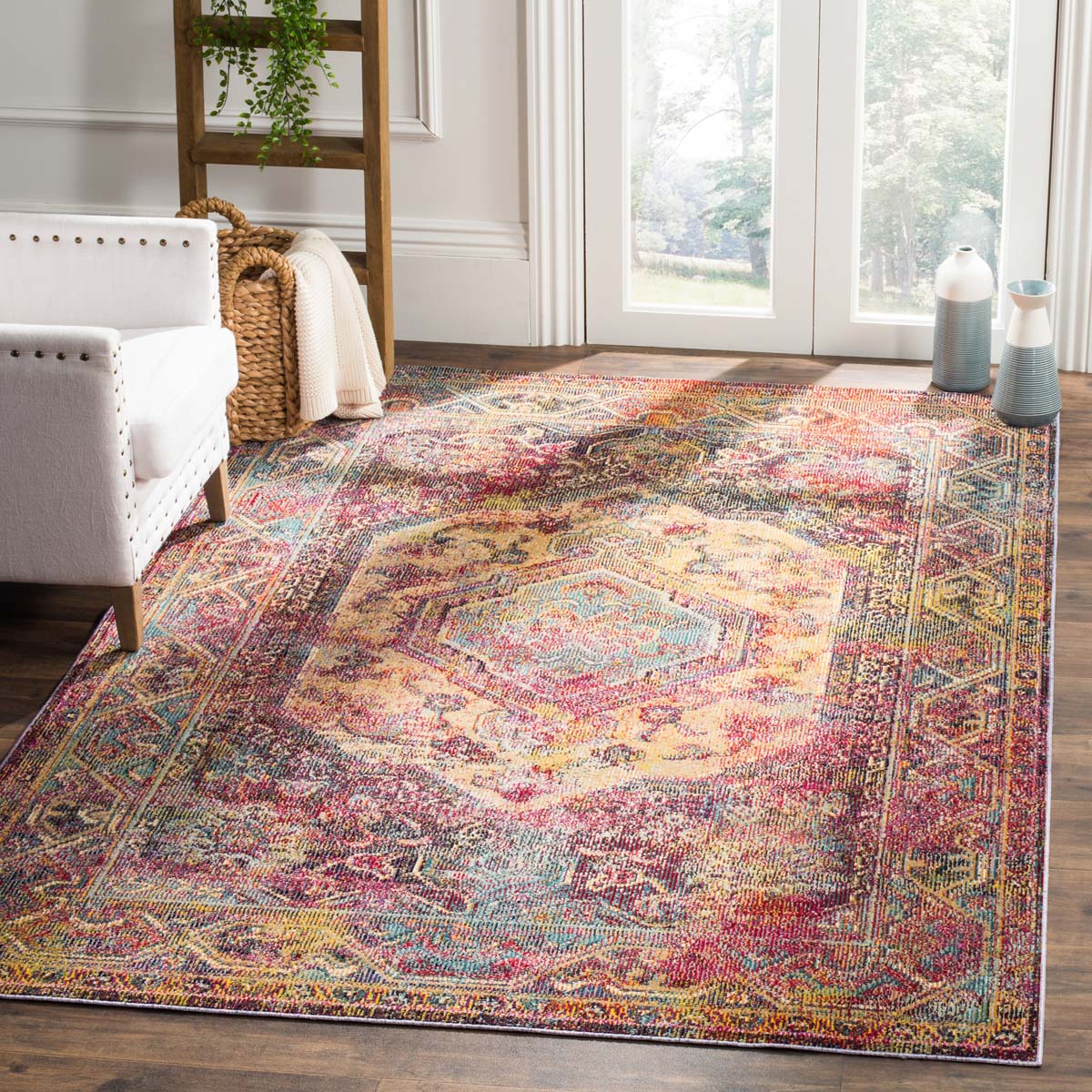 Safavieh Crystal 514 Rug, CRS514 - Teal / Rose