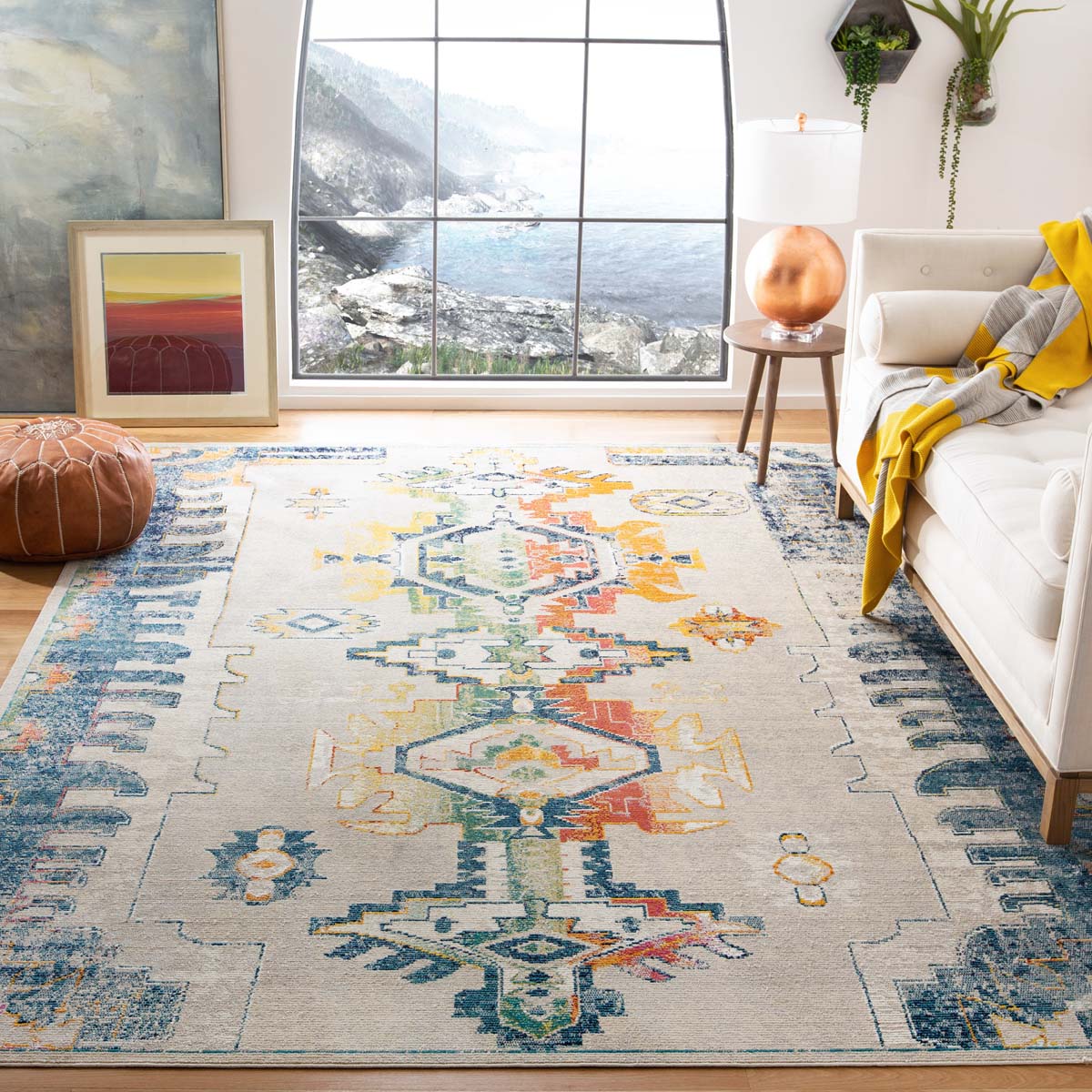 Safavieh Crystal 517 Rug, CRS517 - Light Grey / Orange