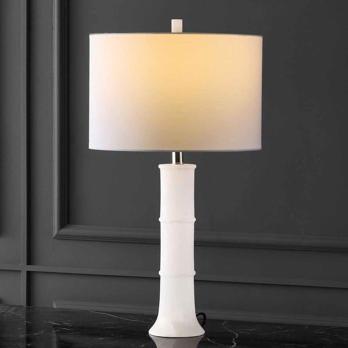 Safavieh Couture Dempsey Alabaster Table Lamp - Nickel / White