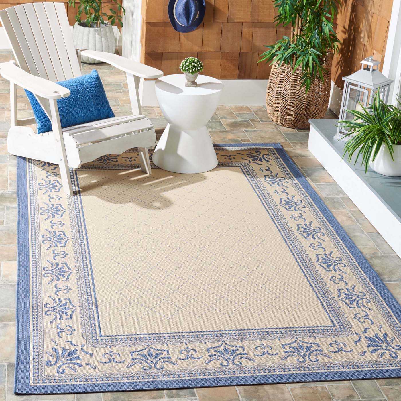 Safavieh Courtyard 901 Rug, CY0901 - NATURAL / BLUE