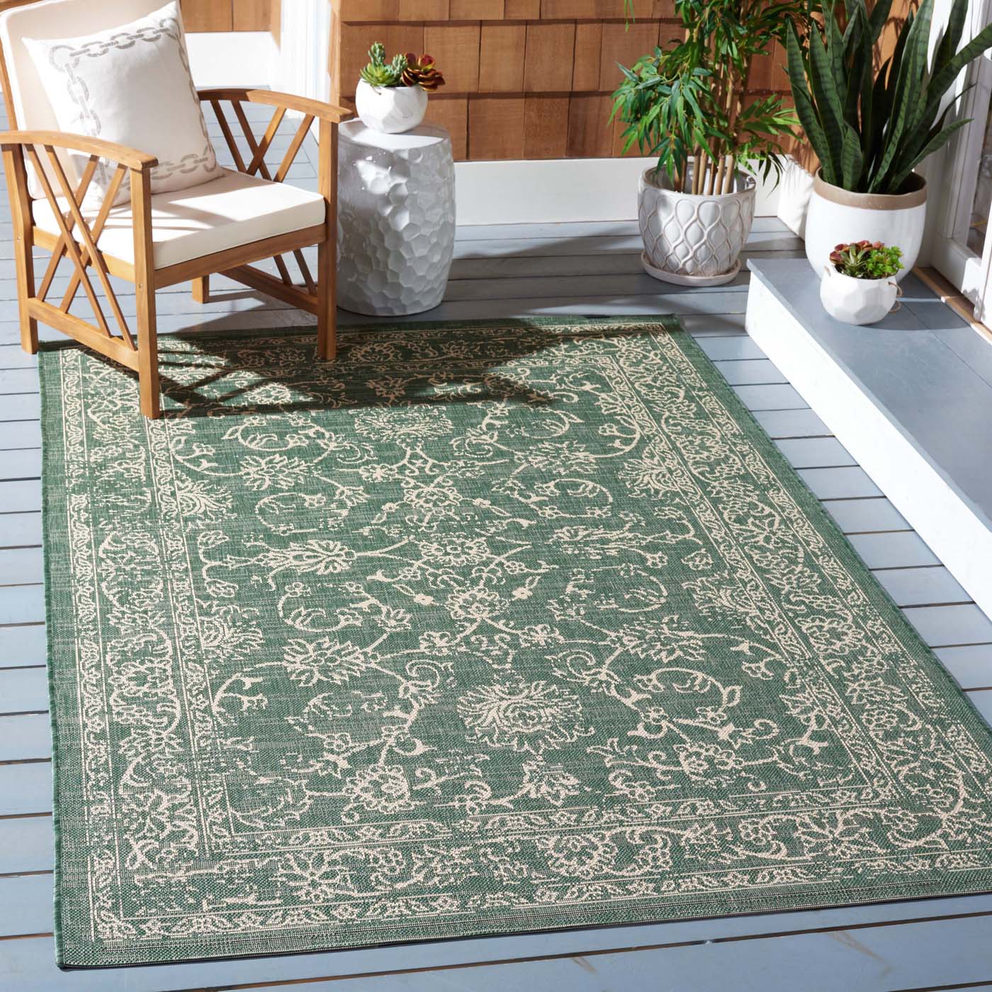 Safavieh Courtyard 680 Rug, CY6680 - DARK GREEN / BEIGE