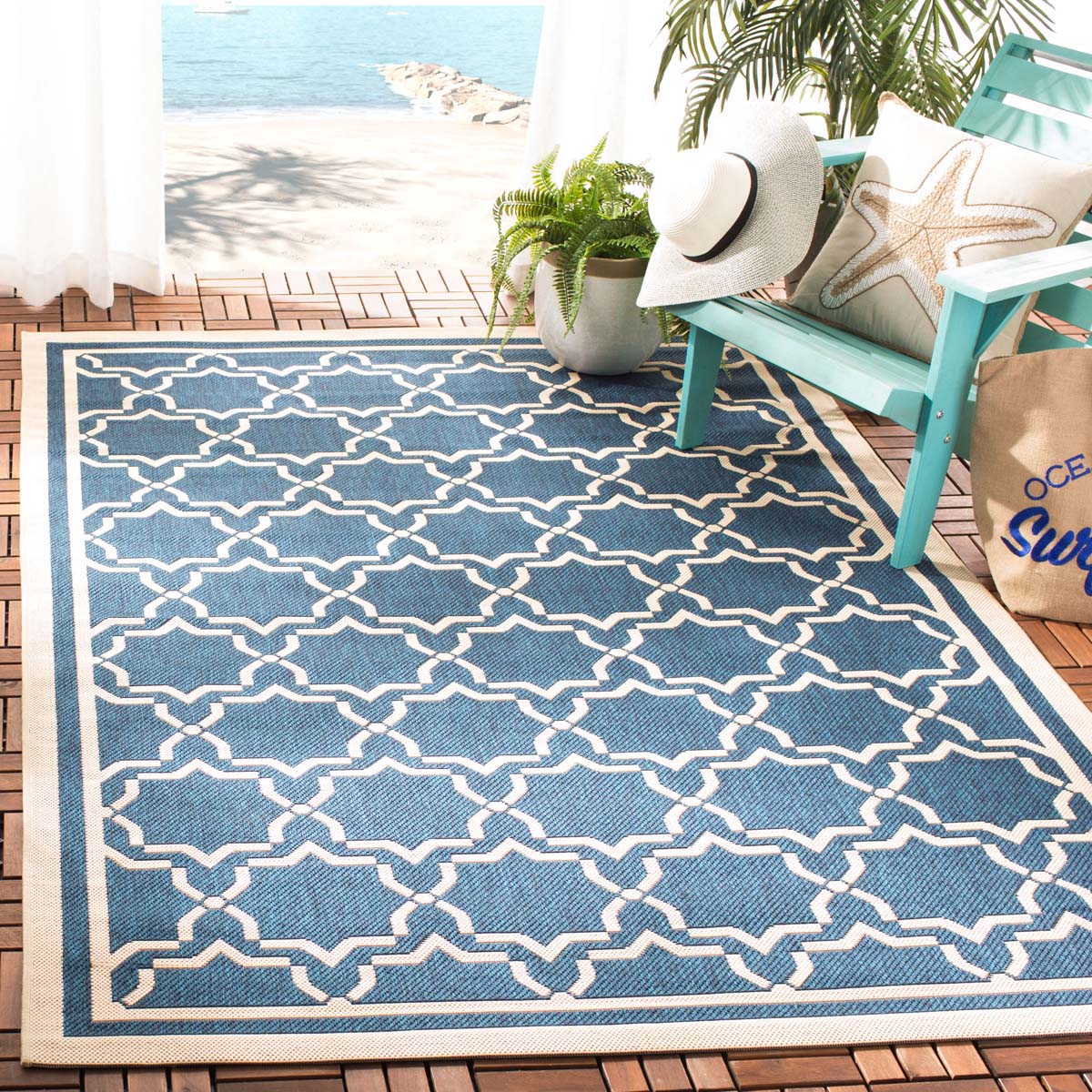 Safavieh Courtyard 916 Rug, CY6916 - NAVY / BEIGE