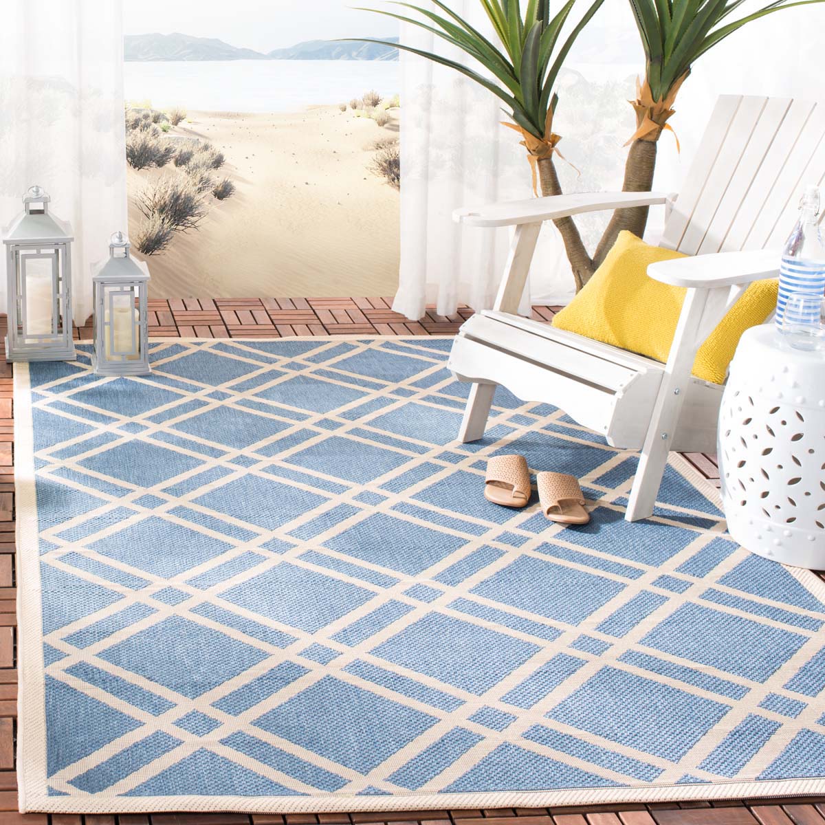 Safavieh Courtyard 923 Rug, CY6923 - BLUE / BEIGE