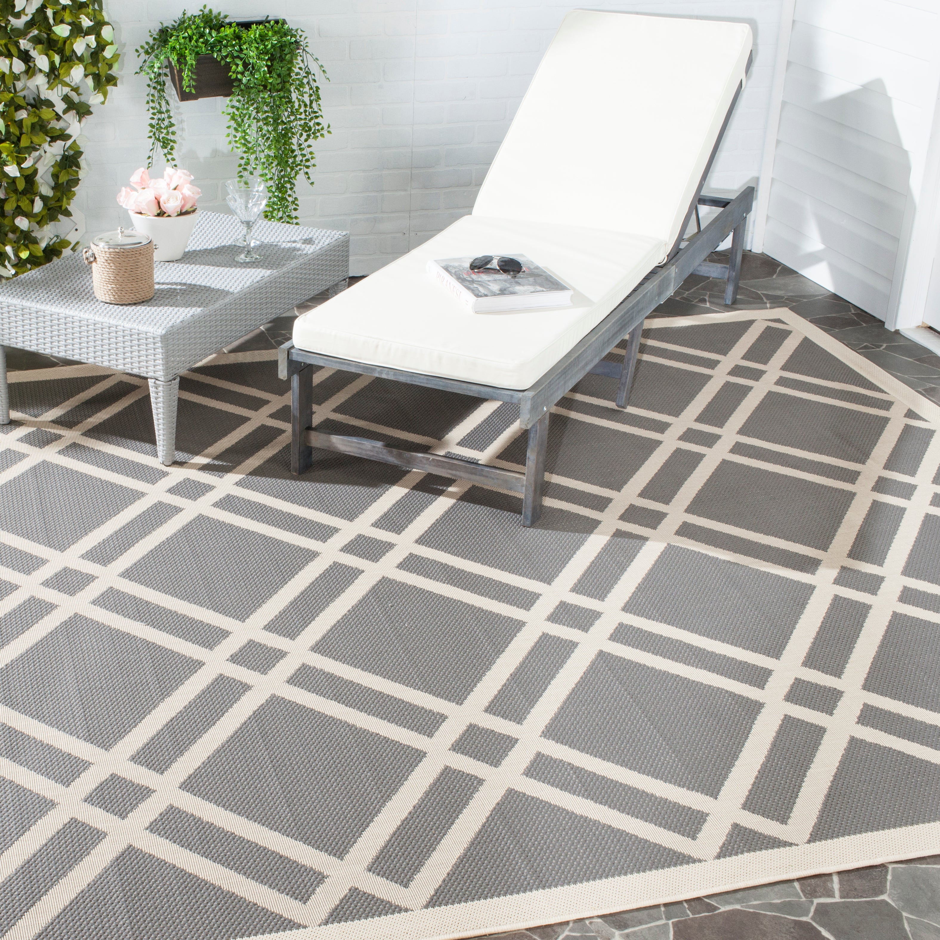 Safavieh Courtyard 923 Rug, CY6923 - ANTHRACITE / BEIGE