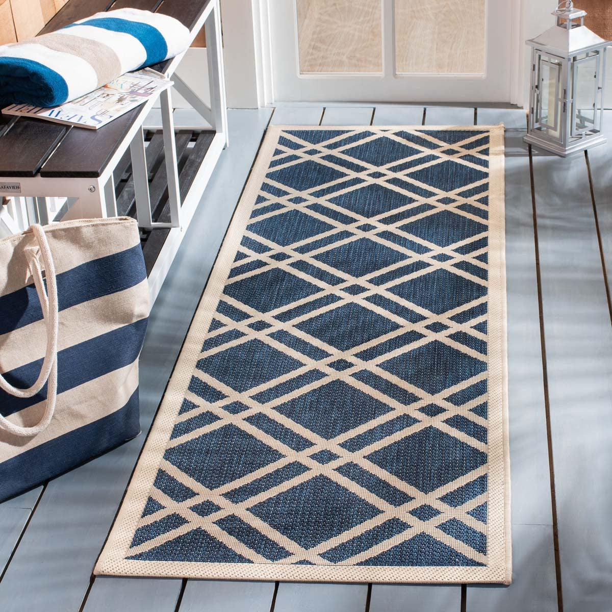 Safavieh Courtyard 923 Rug, CY6923 - NAVY / BEIGE