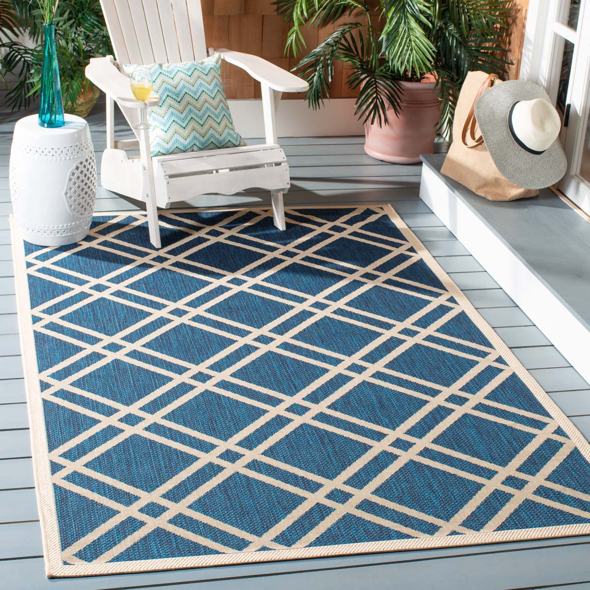 Safavieh Courtyard 923 Rug, CY6923 - NAVY / BEIGE