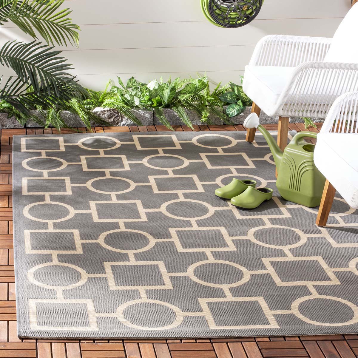 Safavieh Courtyard 925 Rug, CY6925 - ANTHRACITE / BEIGE