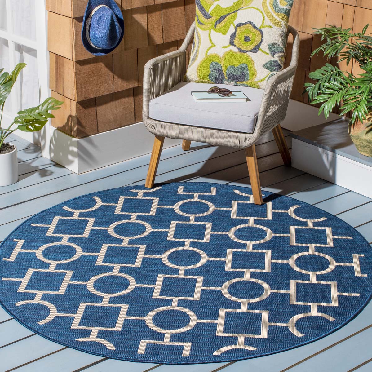 Safavieh Courtyard 925 Rug, CY6925 - NAVY / BEIGE