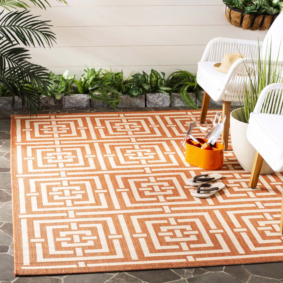 Safavieh Courtyard 937 Rug, CY6937 - TERRACOTTA / CREAM