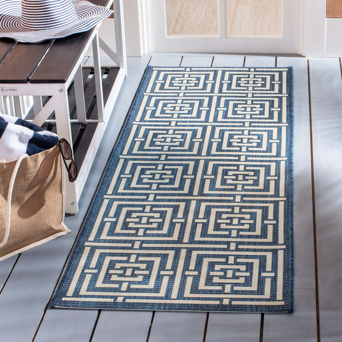 Safavieh Courtyard 937 Rug, CY6937 - NAVY / BEIGE