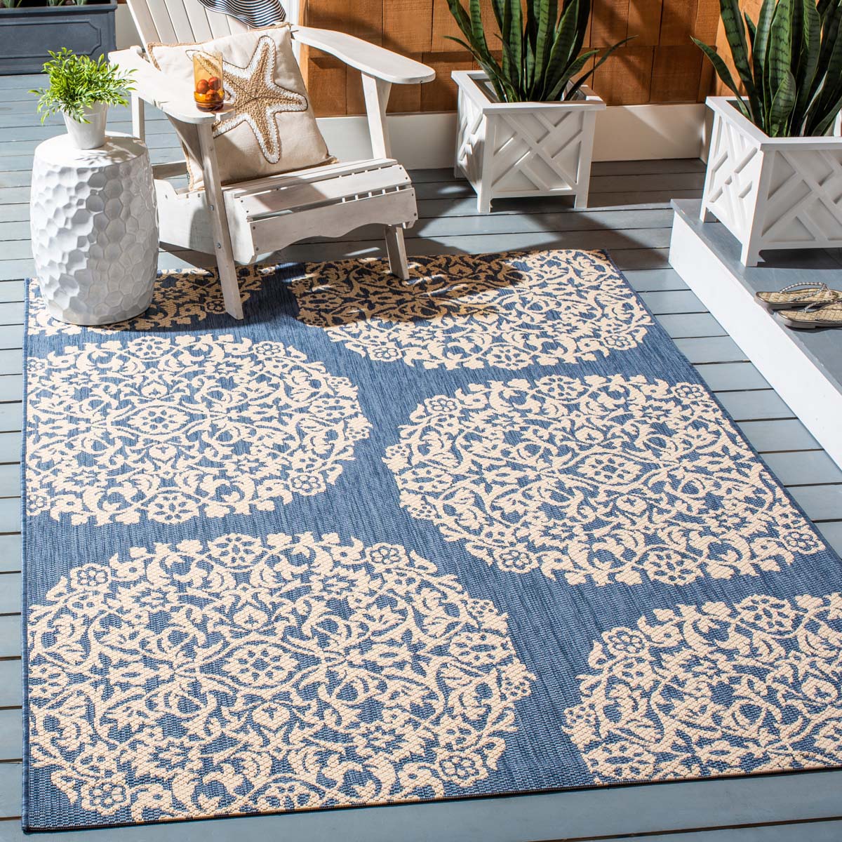 Safavieh Courtyard 962 Rug, CY6962 - BLUE / IVORY