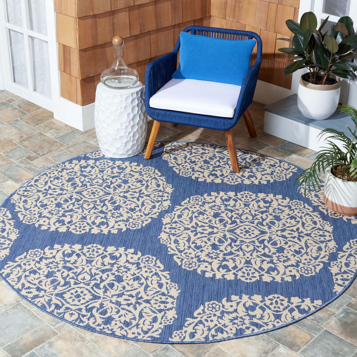 Safavieh Courtyard 962 Rug, CY6962 - BLUE / IVORY