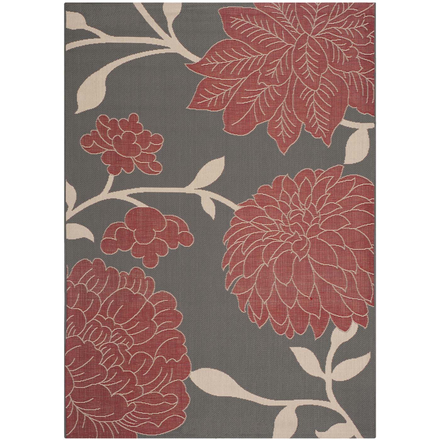 Safavieh Courtyard 321 Rug, CY7321 - ANTHRACITE / RED