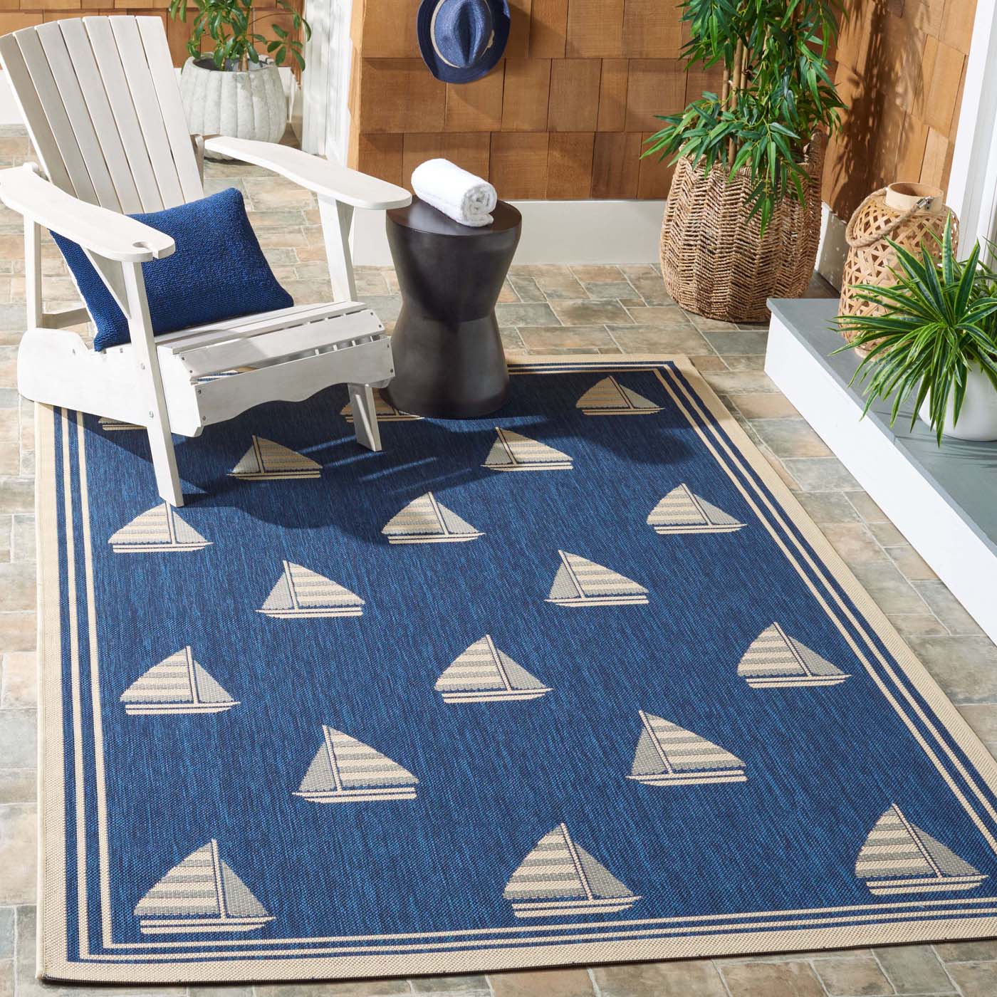 Safavieh Courtyard 422 Rug, CY7422 - NAVY / BEIGE