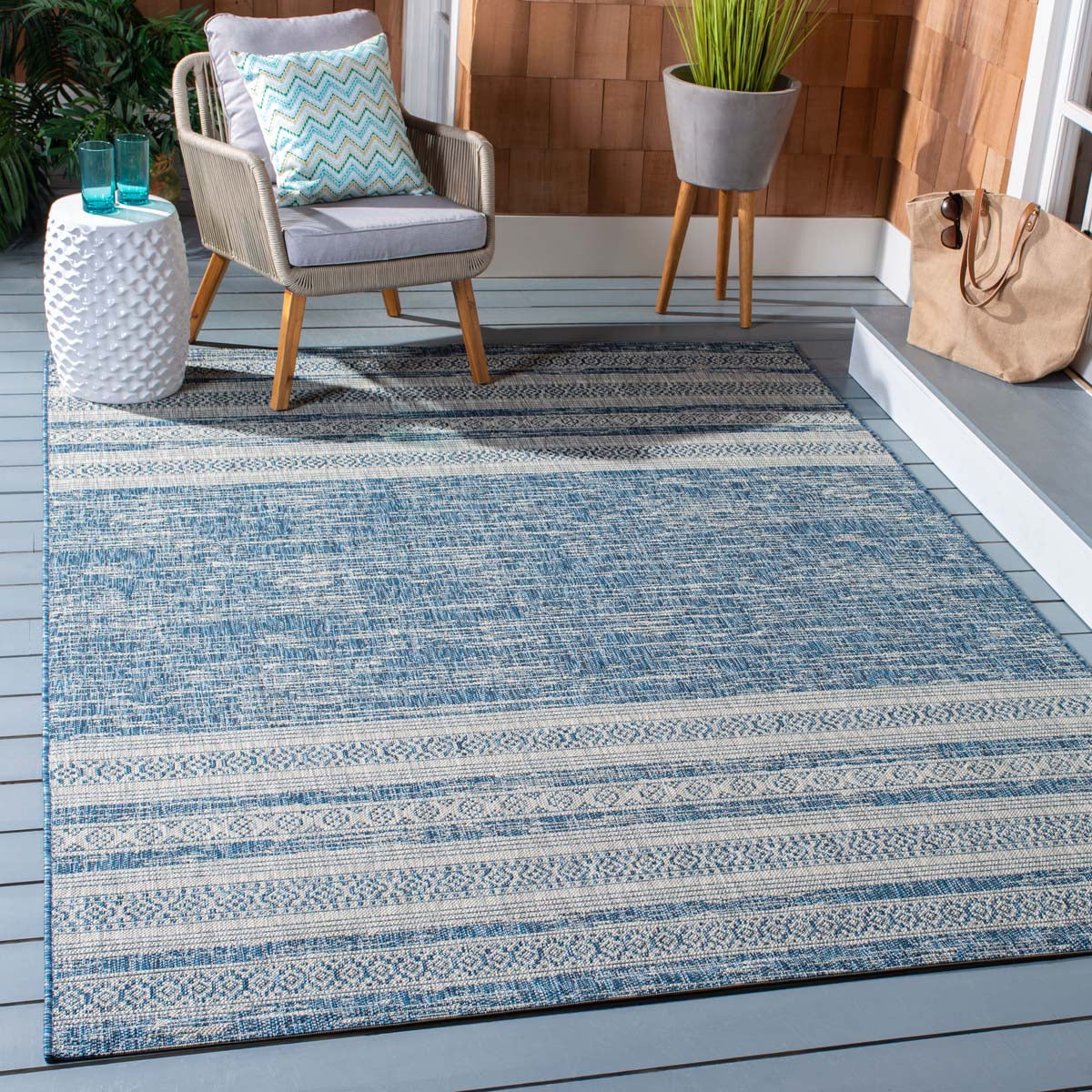 Safavieh Courtyard 232 Rug, CY8232 - NAVY / GREY