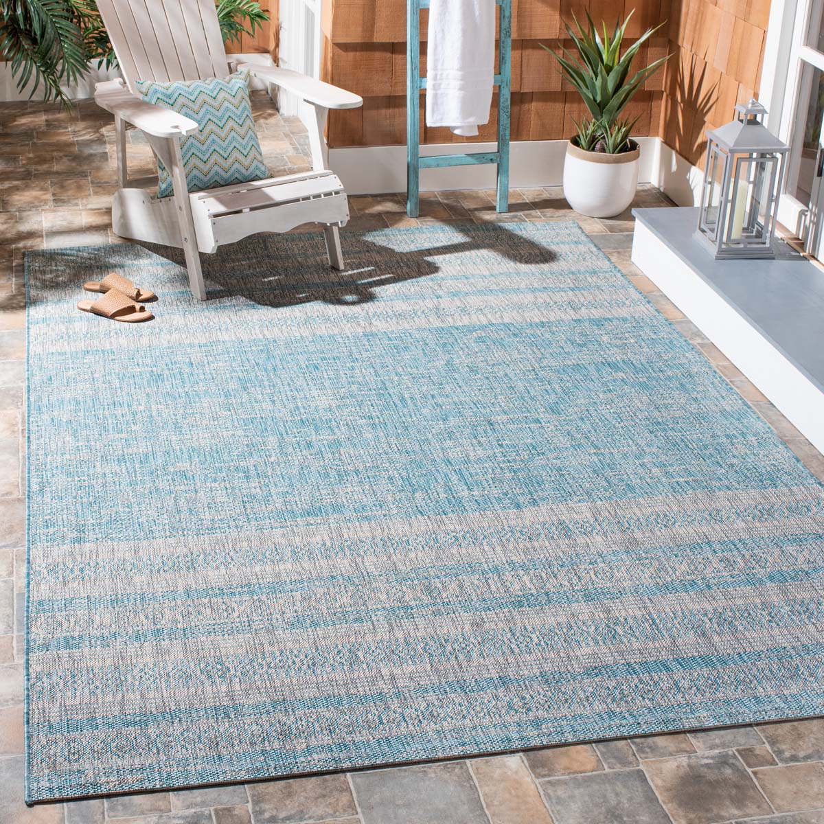 Safavieh Courtyard 232 Rug, CY8232 - AQUA / GREY